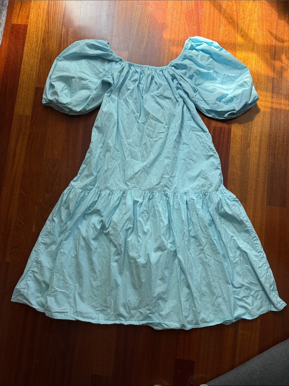 Nordstrom Light Blue Puff-Sleeve Dress
